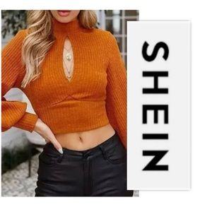 SHEIN Open Back Knot Detail Crop Sweater